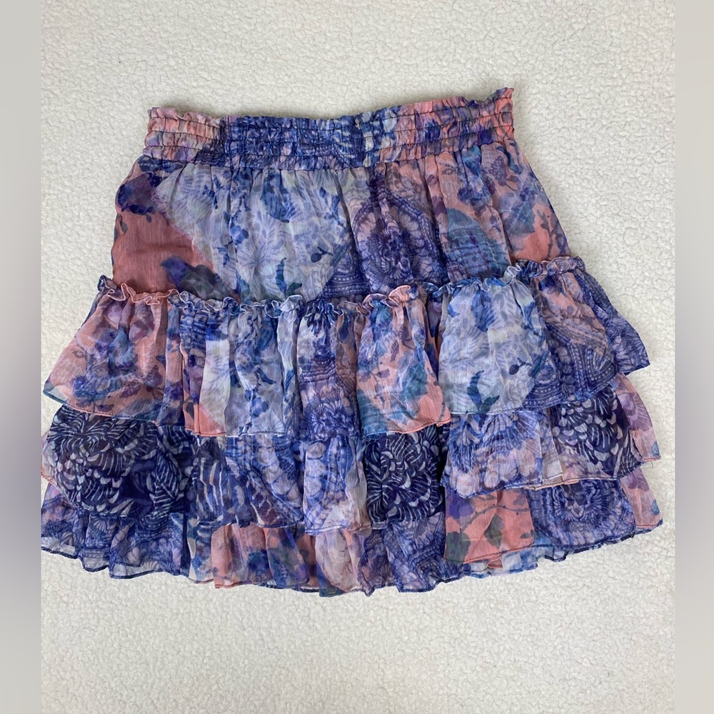 Misa Los Angeles Floral Mini Skirt - Pink and Blue